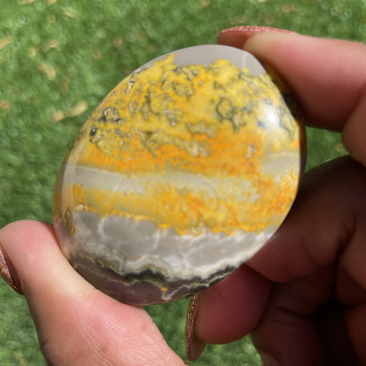 Bumble bee Jasper Palm Stone - Sage & Magic