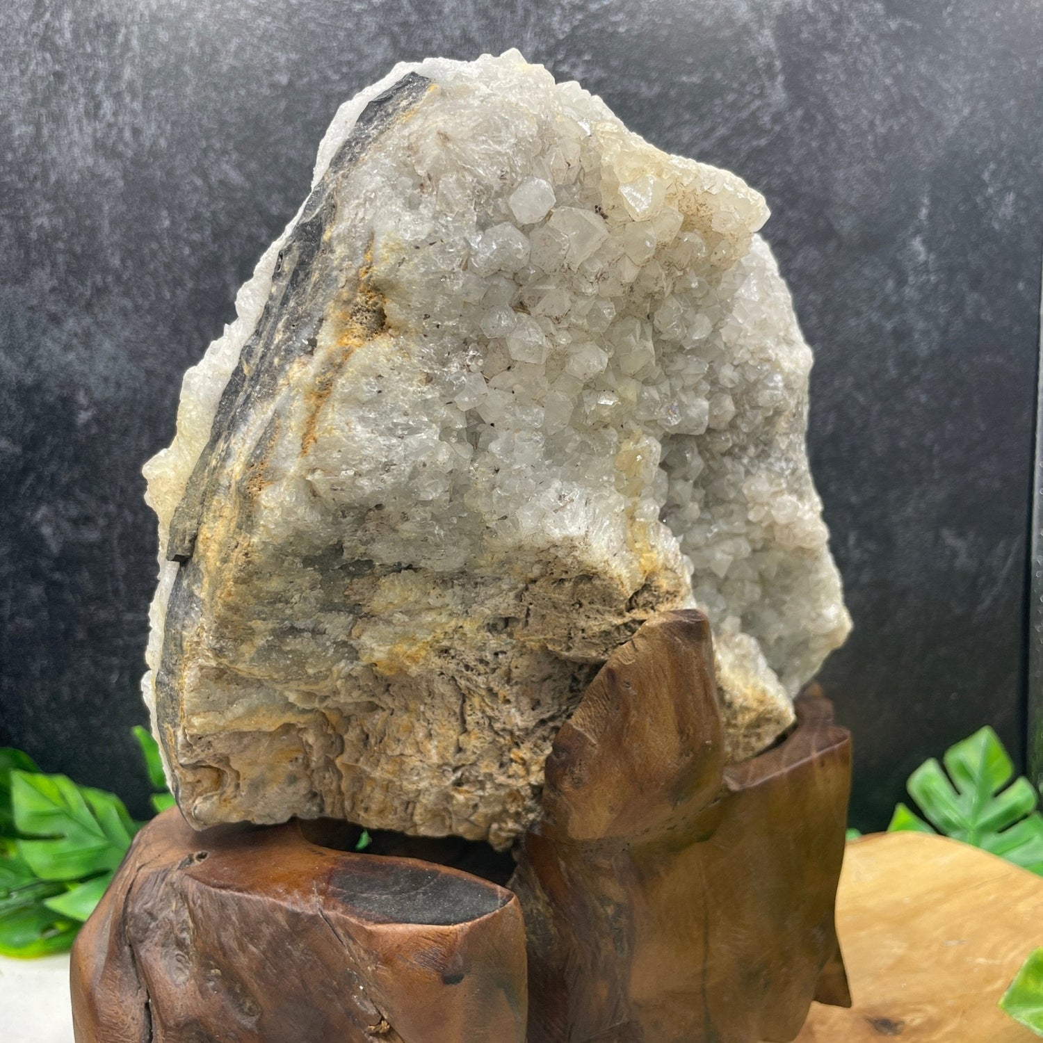 Calcite in Quartz Cluster on Stand - Sage & Magic