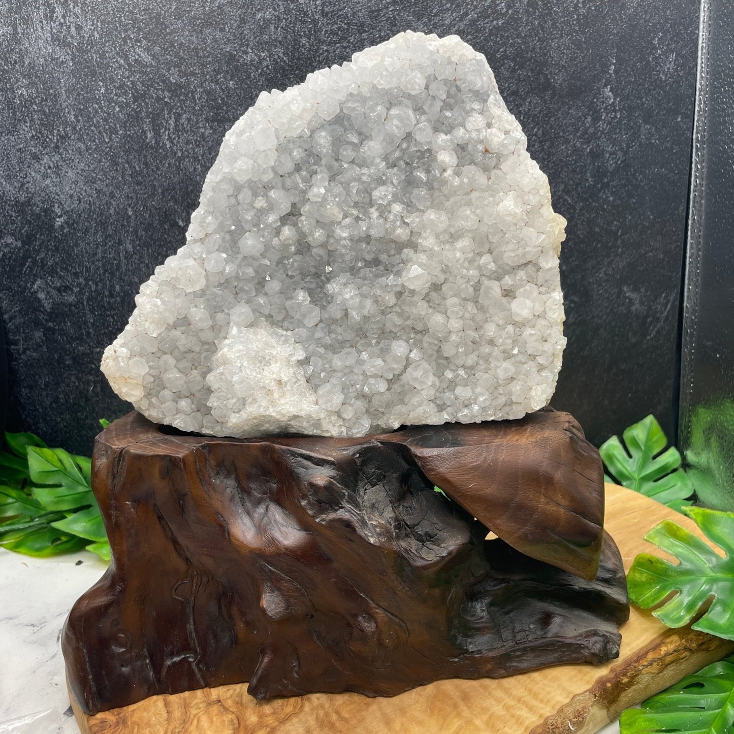 Calcite in Quartz Cluster on Stand - Sage & Magic