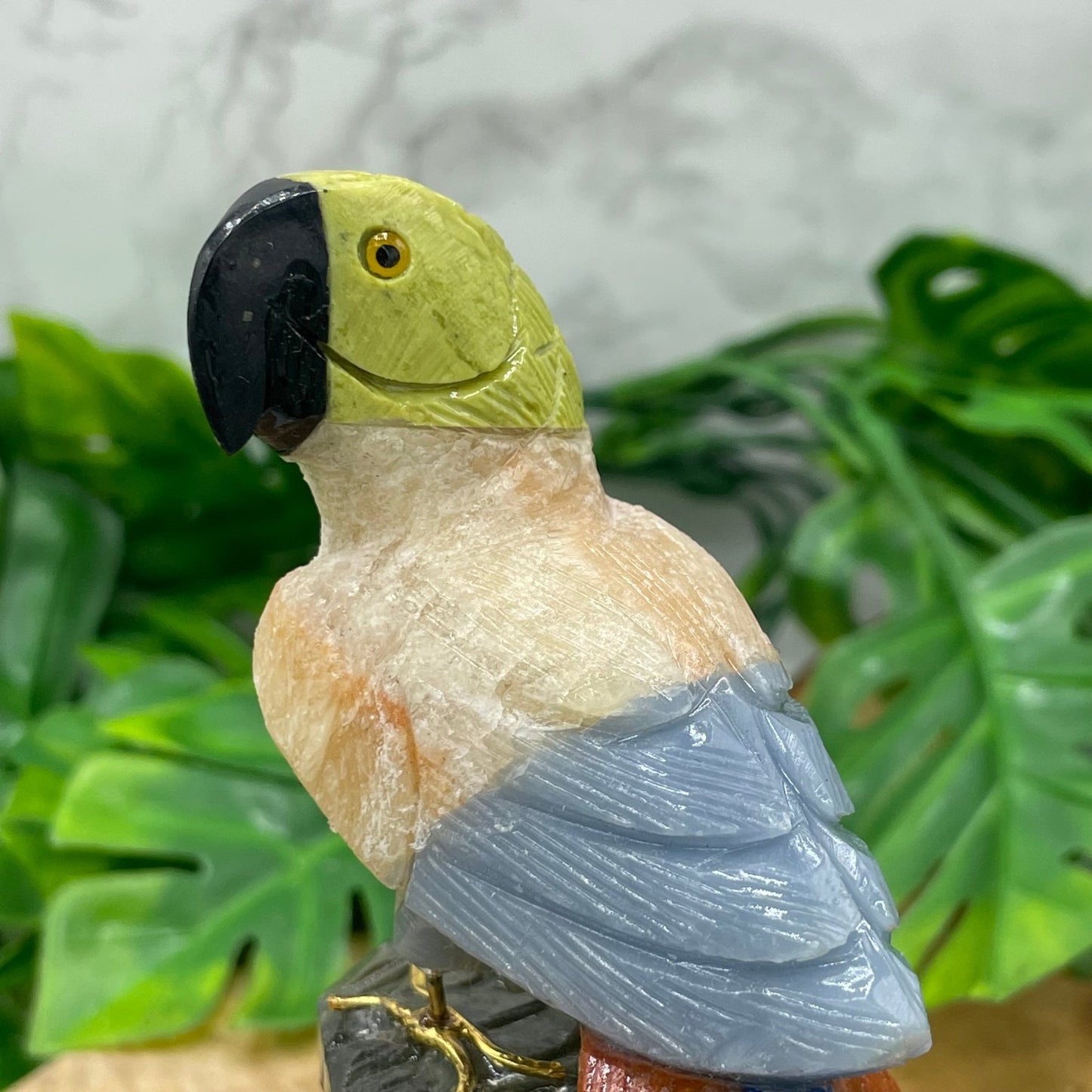 Calcite Parrot on Green Jasper Stand - Sage & Magic