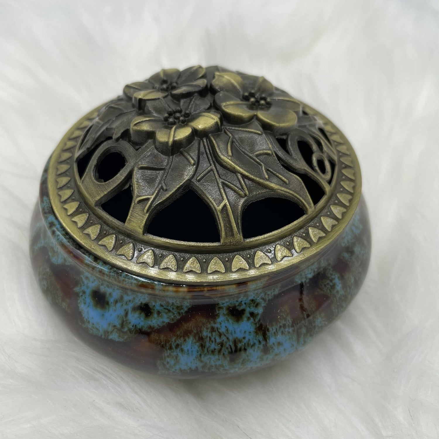 Ceramic Painted Jewelry/Incense Box - Sage & Magic