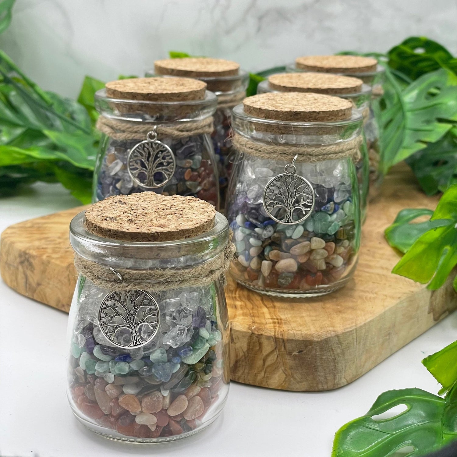 Chakra Chip Tree of Life Cork Bottle - Sage & Magic