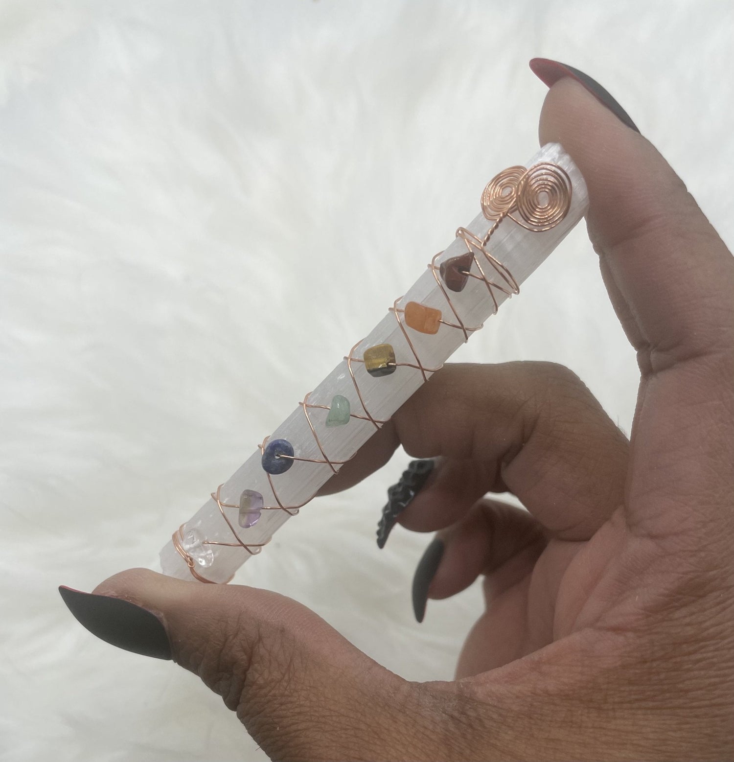 Chakra Selenite Wand - Sage & Magic