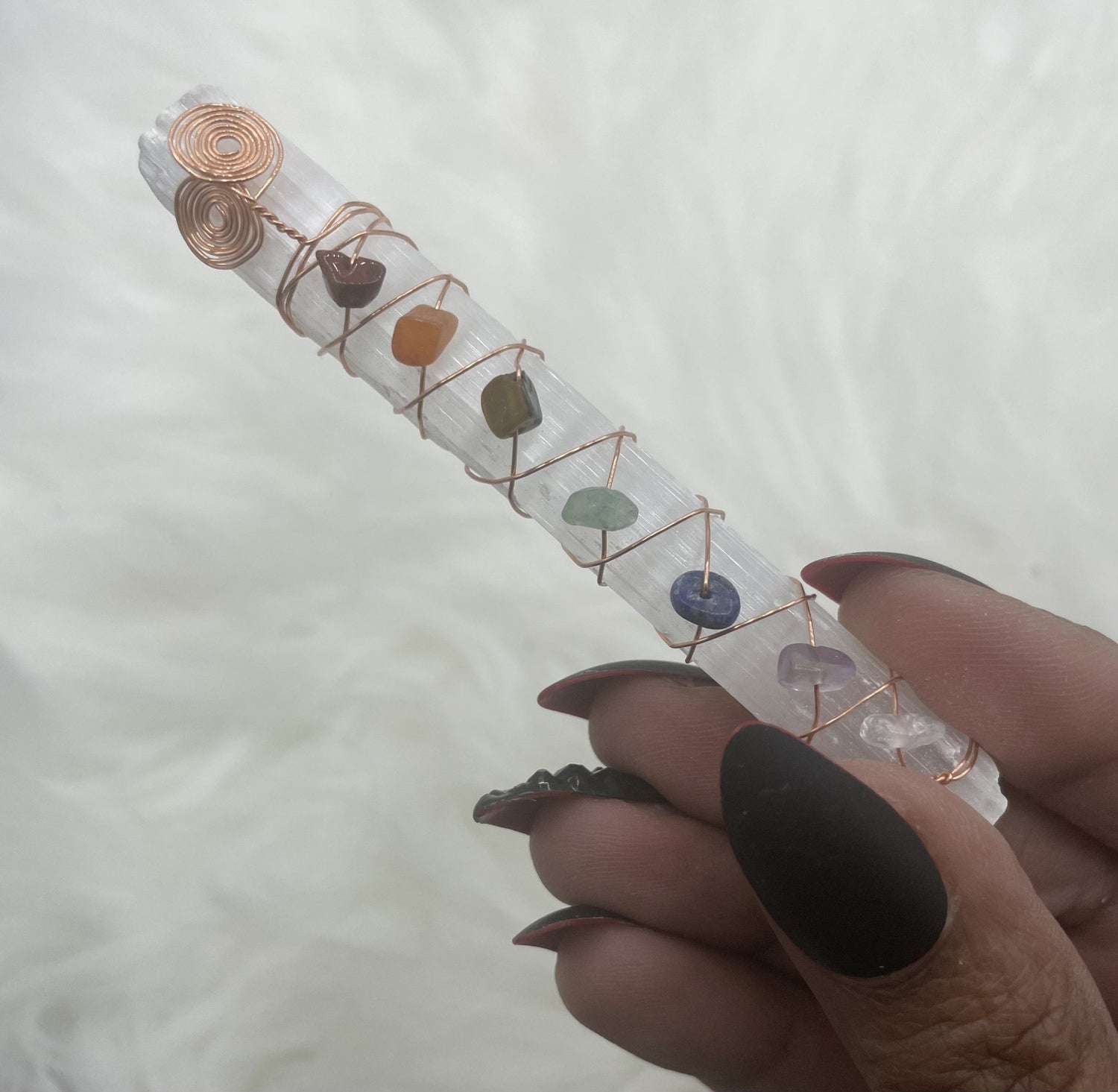 Chakra Selenite Wand - Sage & Magic