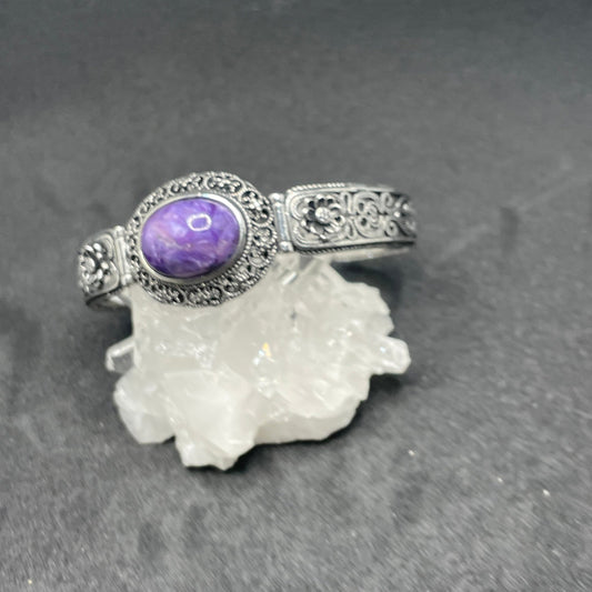 Charoite Adjustable Plated Copper Bracelet - Sage & Magic