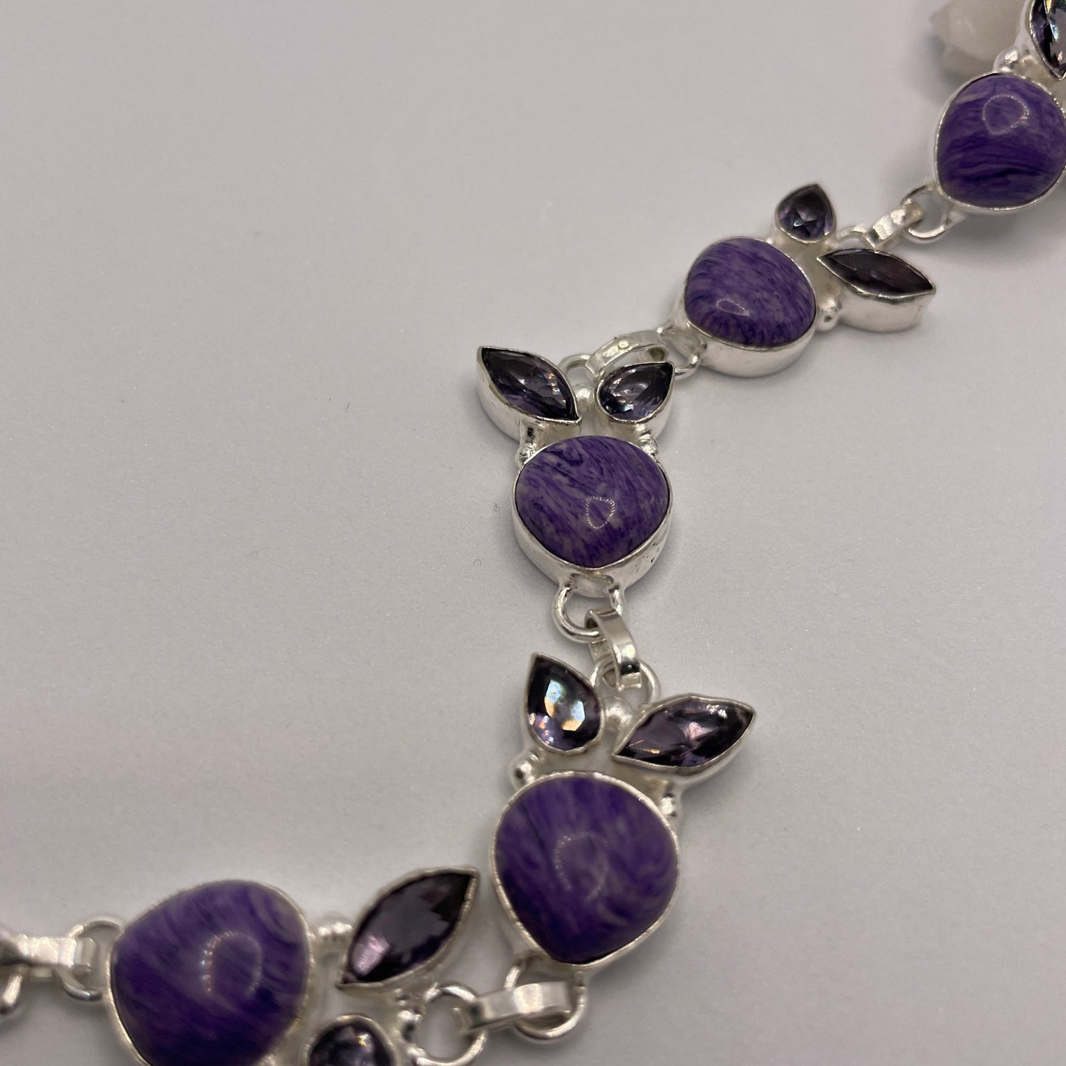 Charoite & Amethyst Sterling Silver Bracelet - Sage & Magic