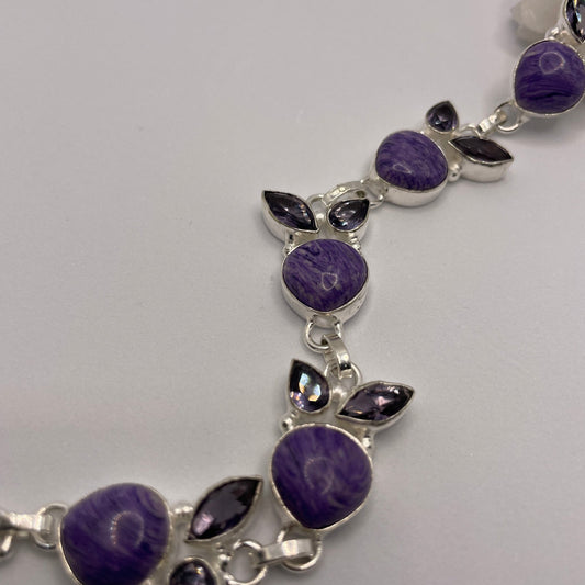 Charoite & Amethyst Sterling Silver Bracelet - Sage & Magic