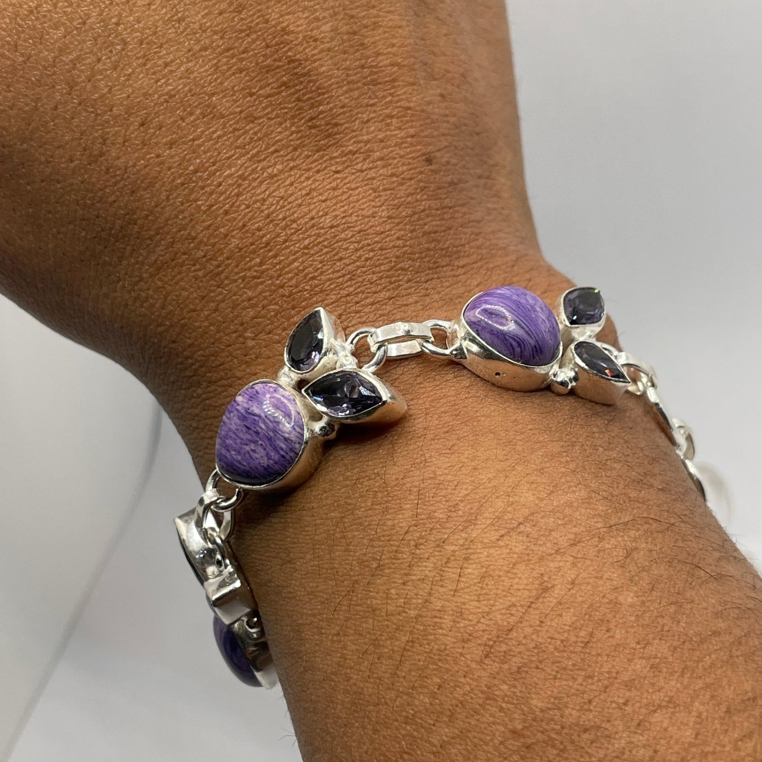 Charoite & Amethyst Sterling Silver Bracelet - Sage & Magic