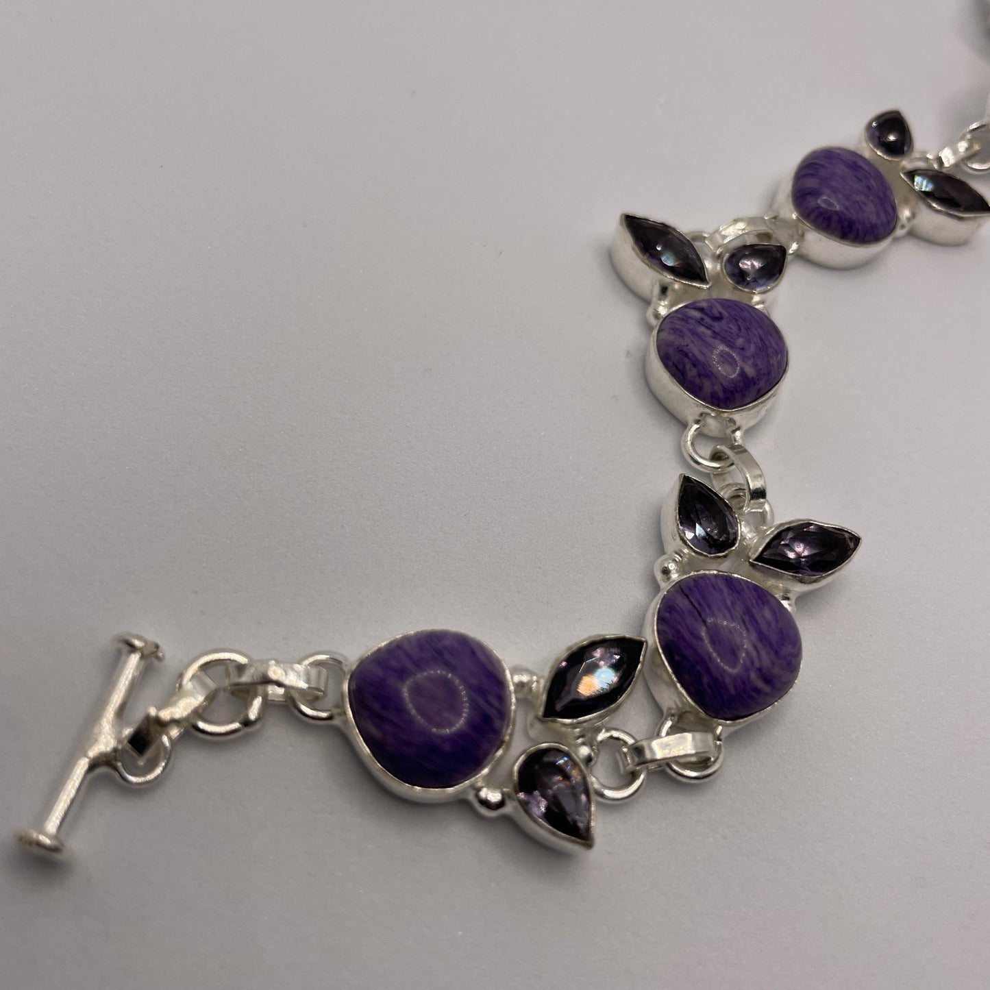 Charoite & Amethyst Sterling Silver Bracelet - Sage & Magic