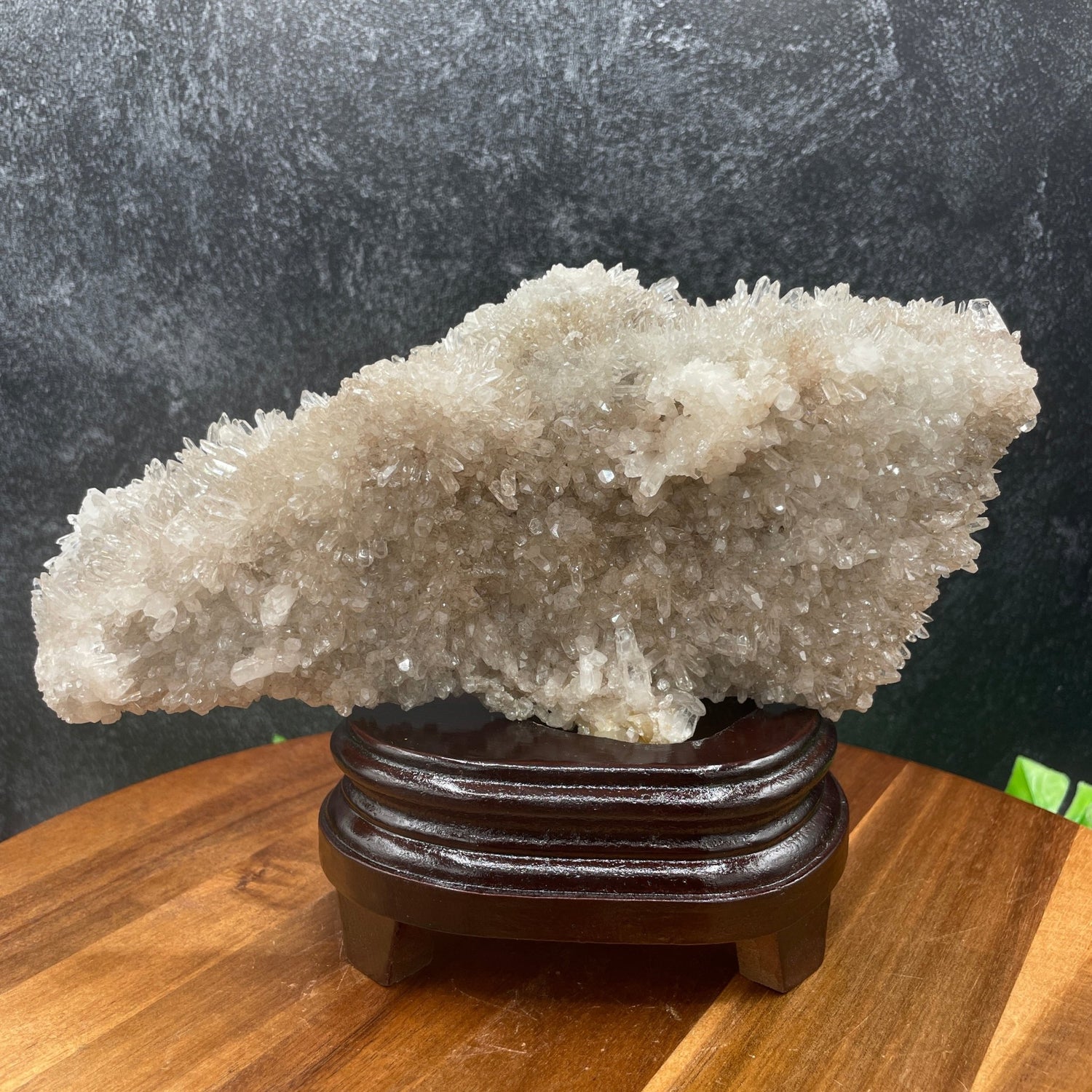 Clear Quartz Cluster With Wood Stand - Sage & Magic