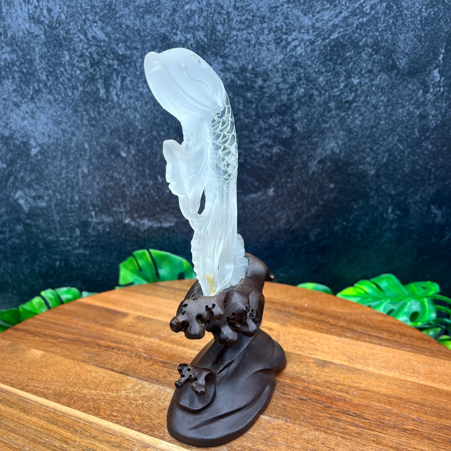 Clear Quartz Lucky Fish on Stand - Sage & Magic