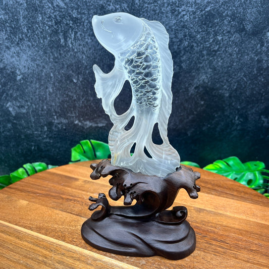 Clear Quartz Lucky Fish on Stand - Sage & Magic