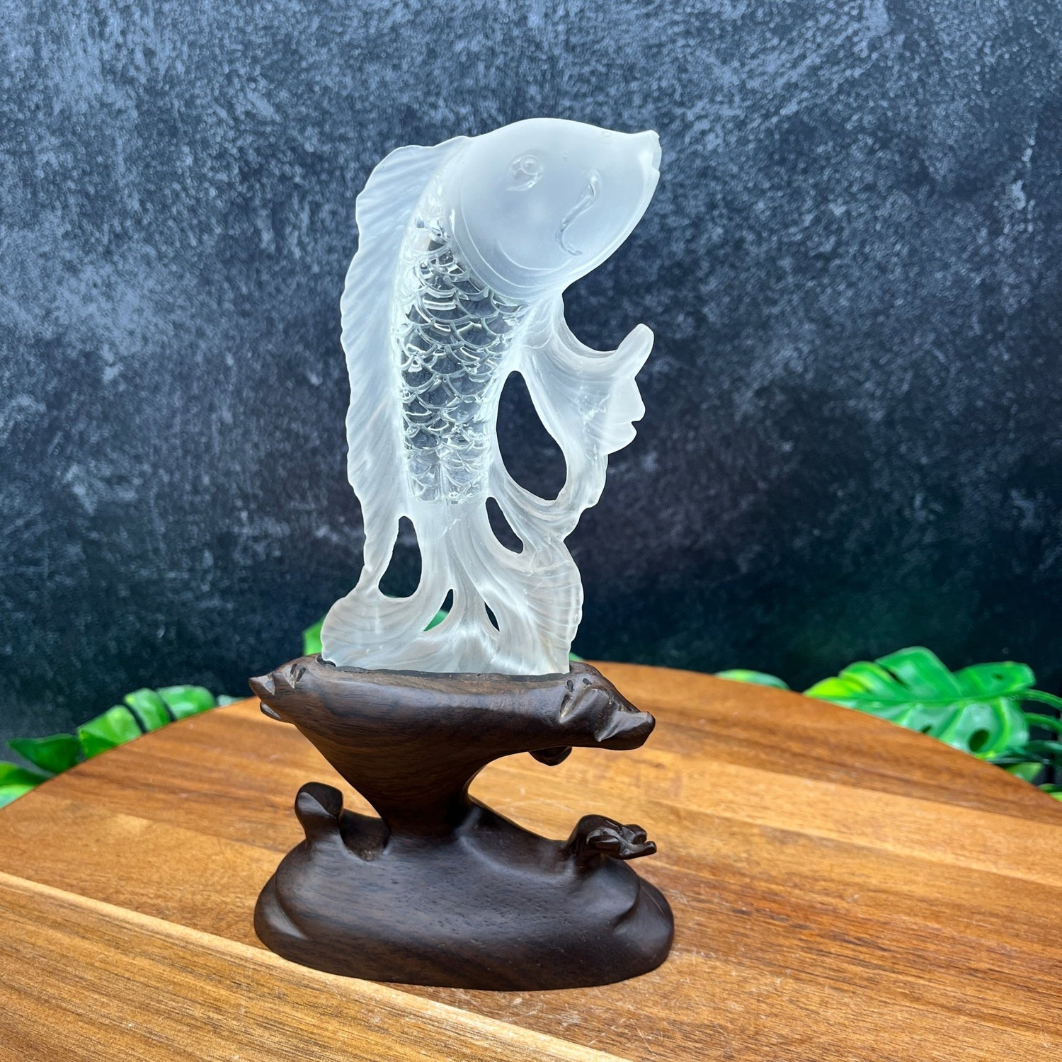 Clear Quartz Lucky Fish on Stand - Sage & Magic