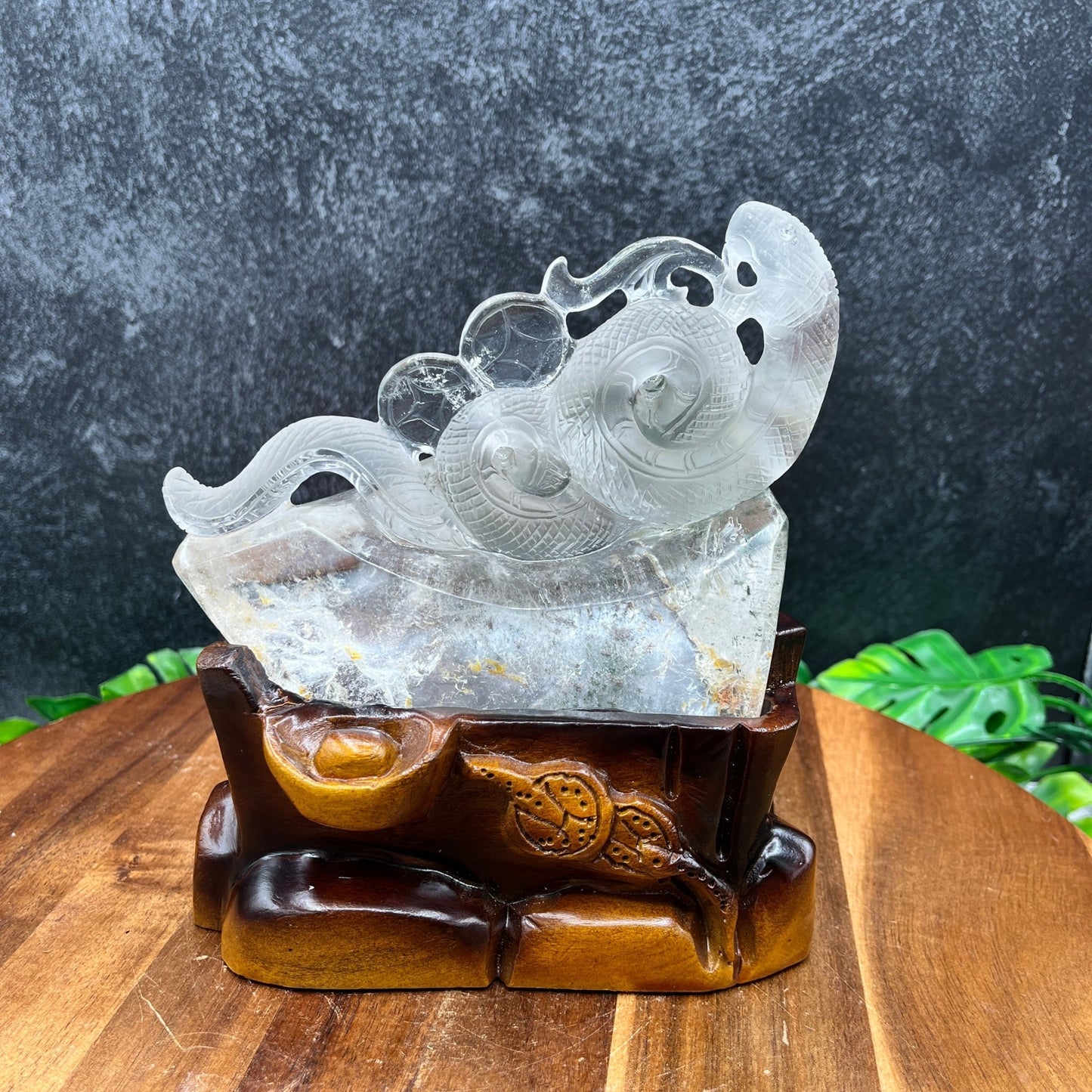 Clear Quartz Snake Carving with Stand - Sage & Magic