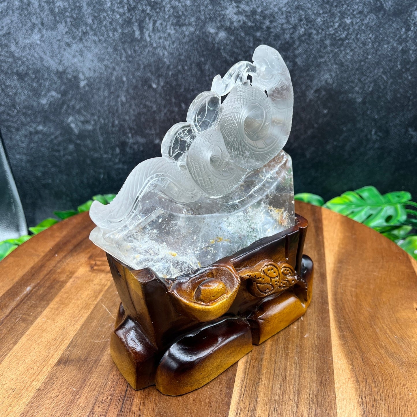 Clear Quartz Snake Carving with Stand - Sage & Magic