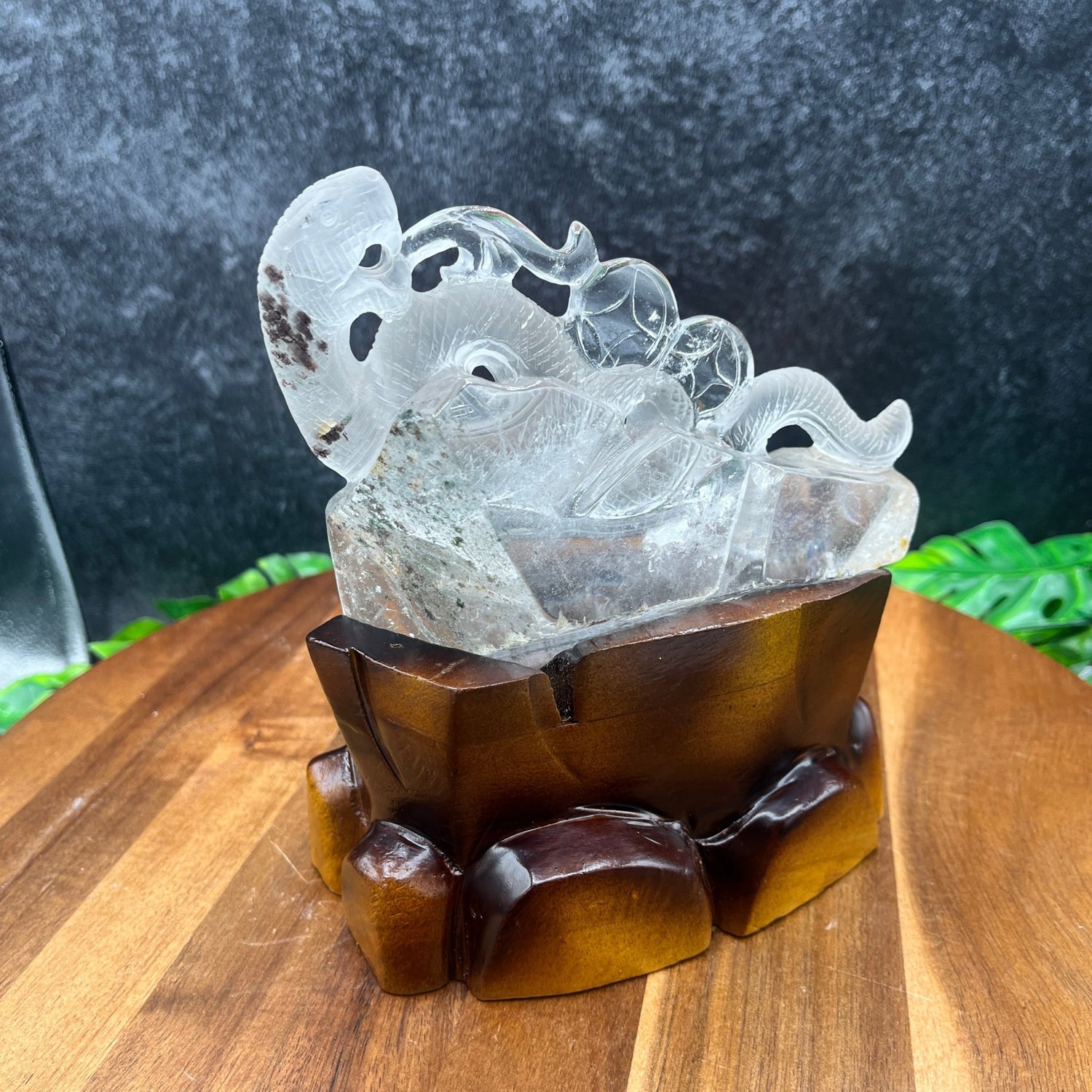 Clear Quartz Snake Carving with Stand - Sage & Magic