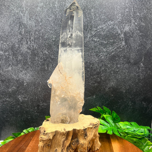 Clear Quartz Tower with Wooden Stand - Sage & Magic