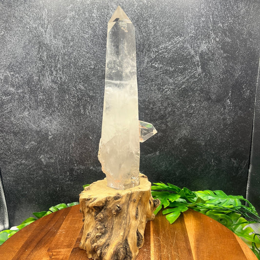 Clear Quartz Tower with Wooden Stand - Sage & Magic