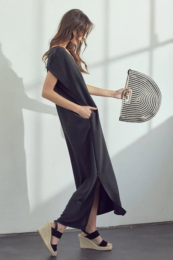 Comfy Casual Maxi Dress with Side Slits - Sage & Magic