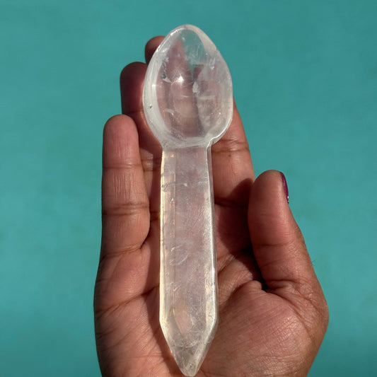 Crystal Spoon - Rose and Clear Quartz - Sage & Magic