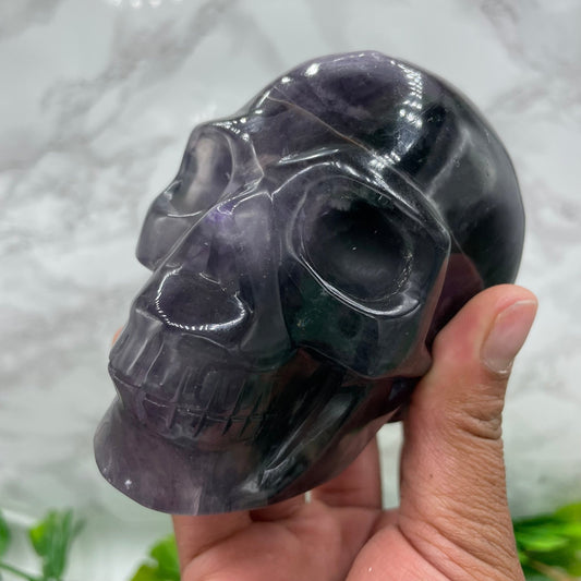 Dark Rainbow Fluorite Skull - Sage & Magic