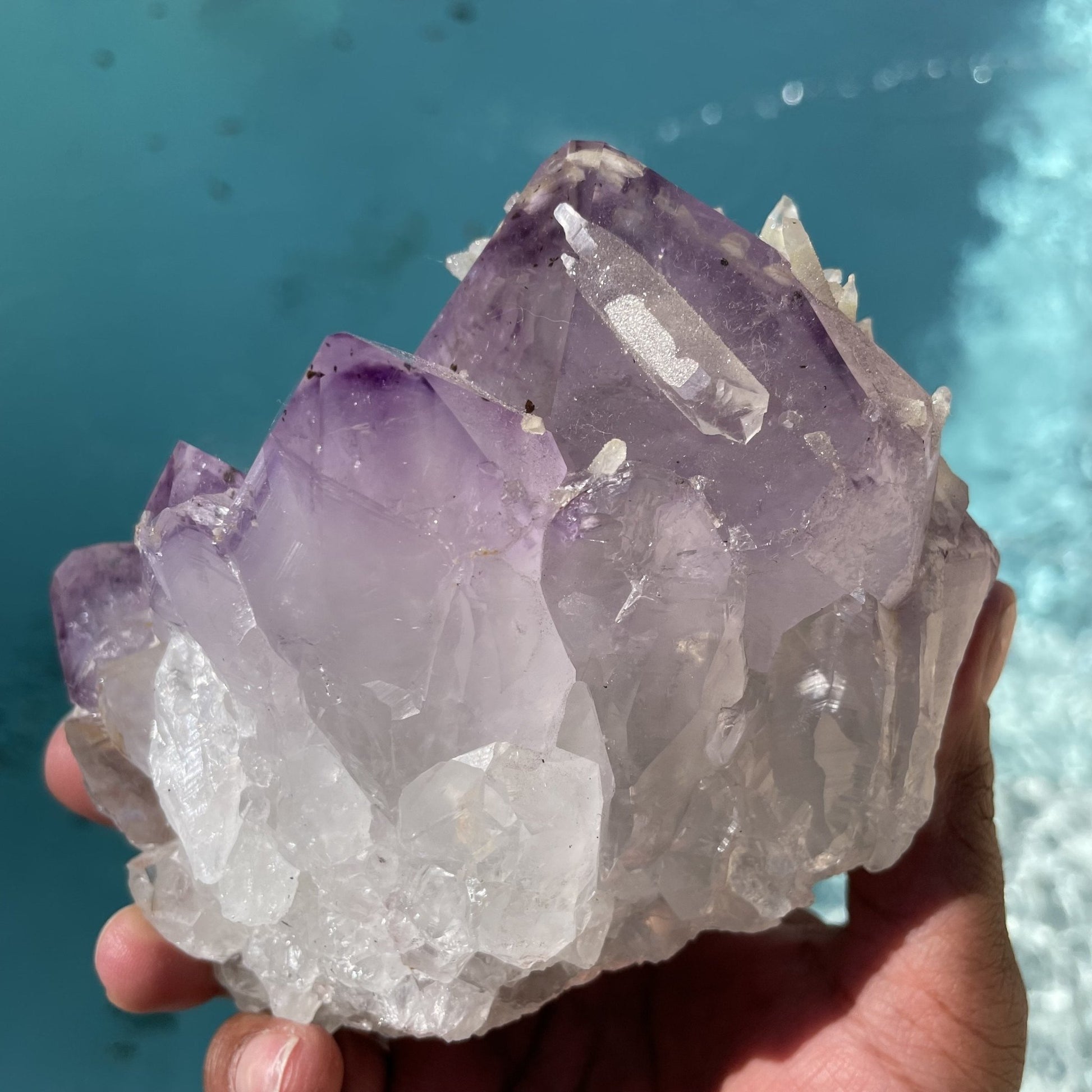 Druzy Calcite on Amethyst Cluster - Sage & Magic