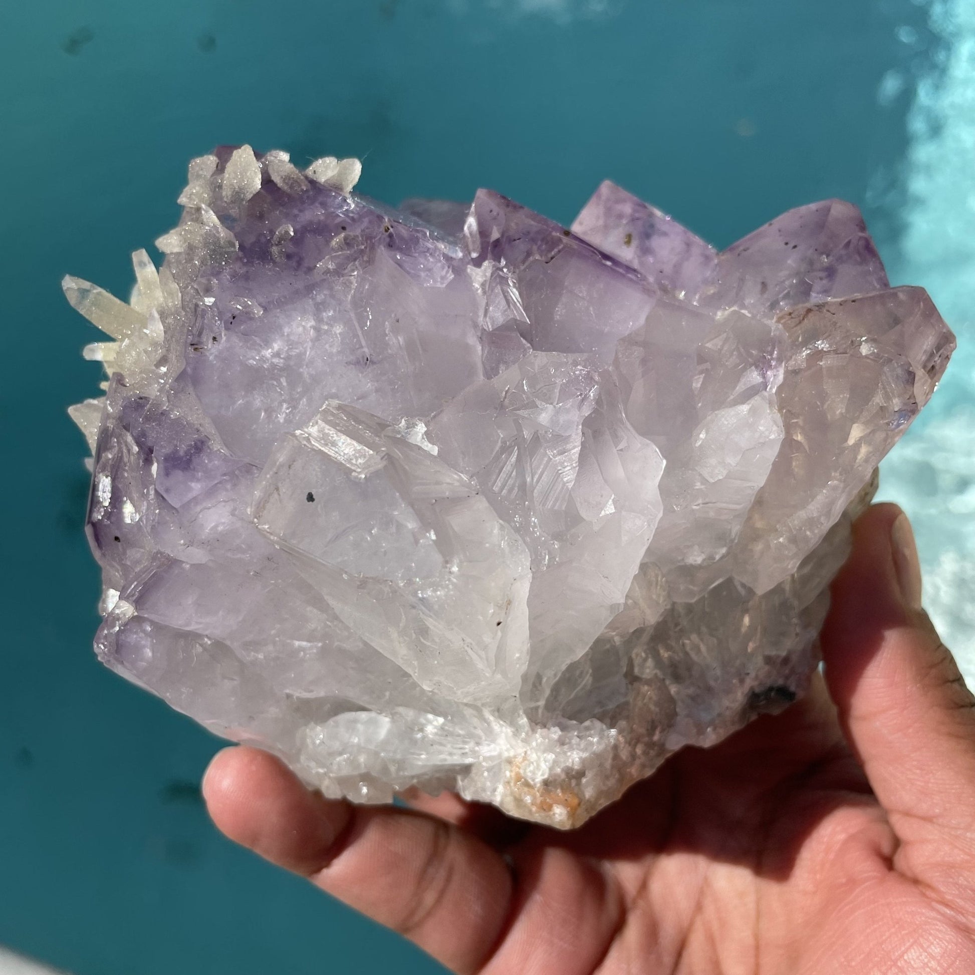 Druzy Calcite on Amethyst Cluster - Sage & Magic