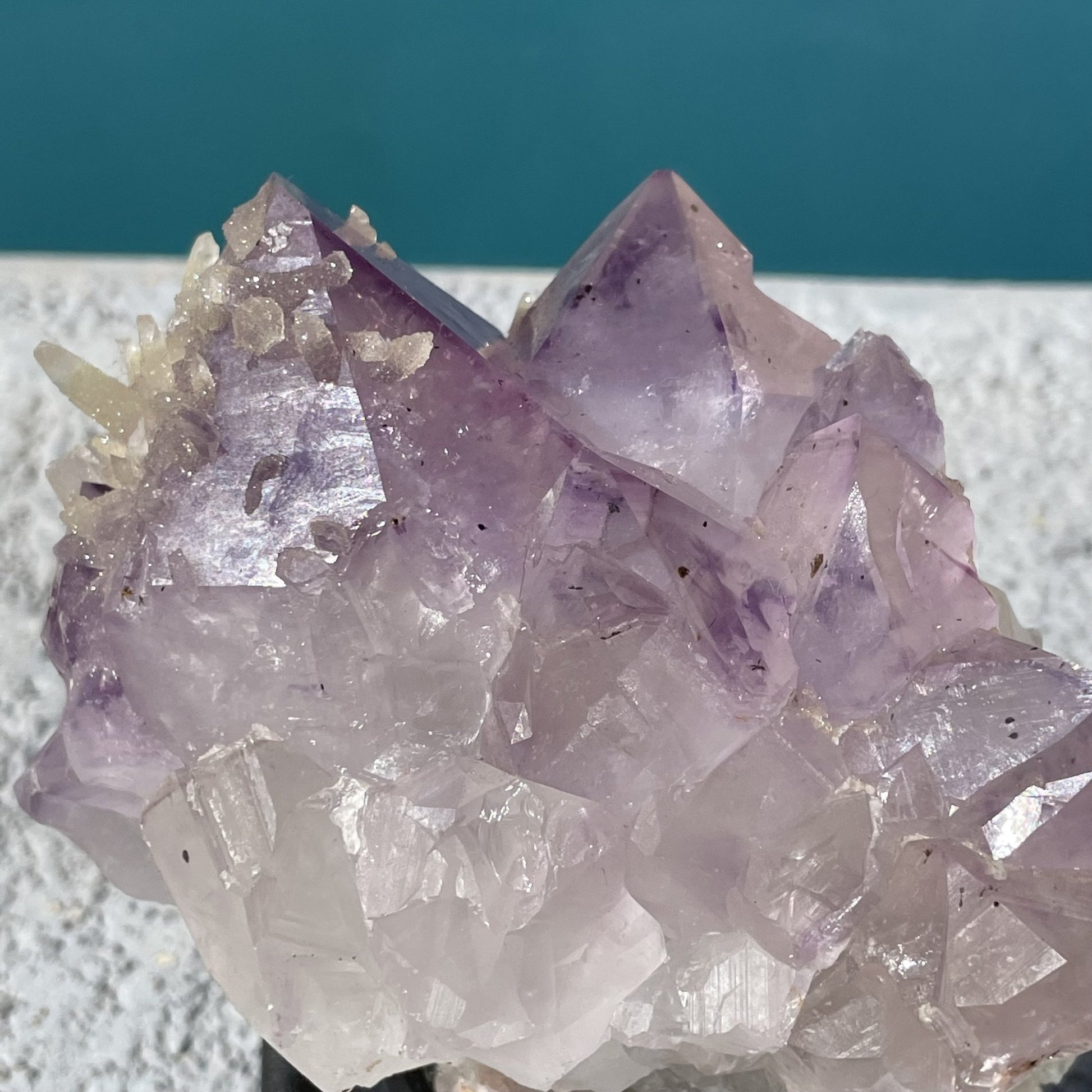 Druzy Calcite on Amethyst Cluster - Sage & Magic