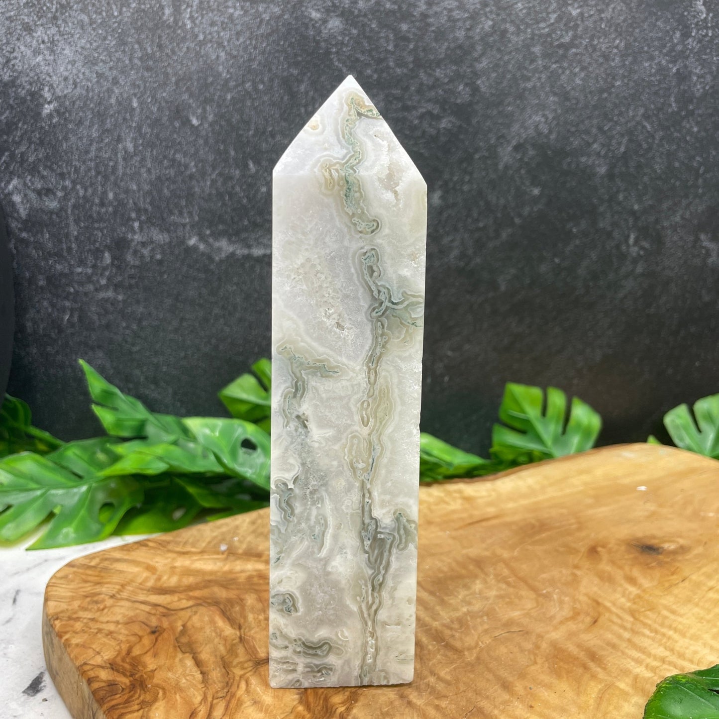 Druzy Moss Agate Tower - Sage & Magic