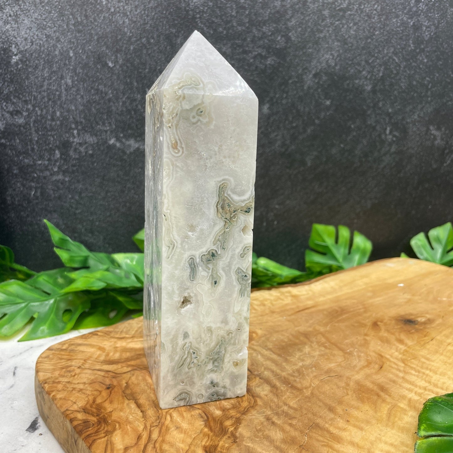 Druzy Moss Agate Tower - Sage & Magic