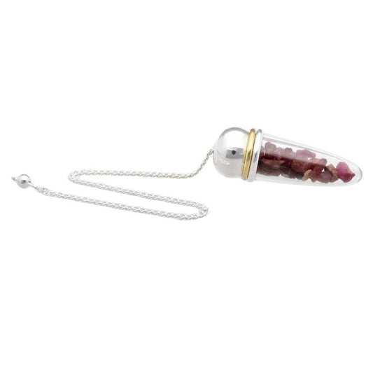 Ruby Drop Pendulum, Resin and Orgonite Metallic Witness