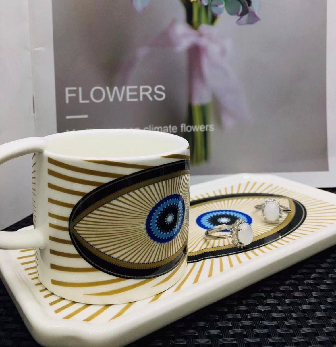 Evil Eye Espresso Cup and Saucer - Sage & Magic