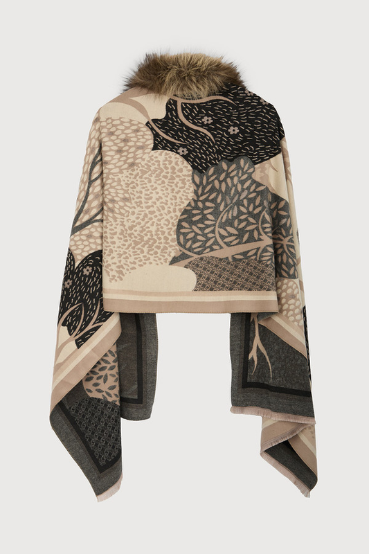 Botanical Fur Reversible Scarf