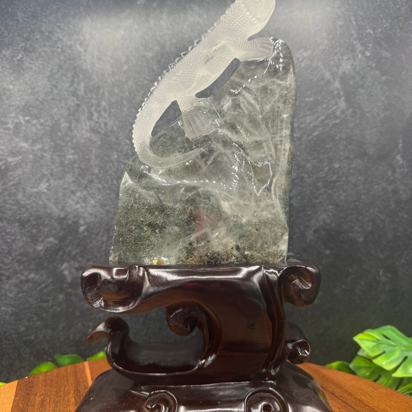 Garden Clear Quartz Lizard on Stand - Sage & Magic