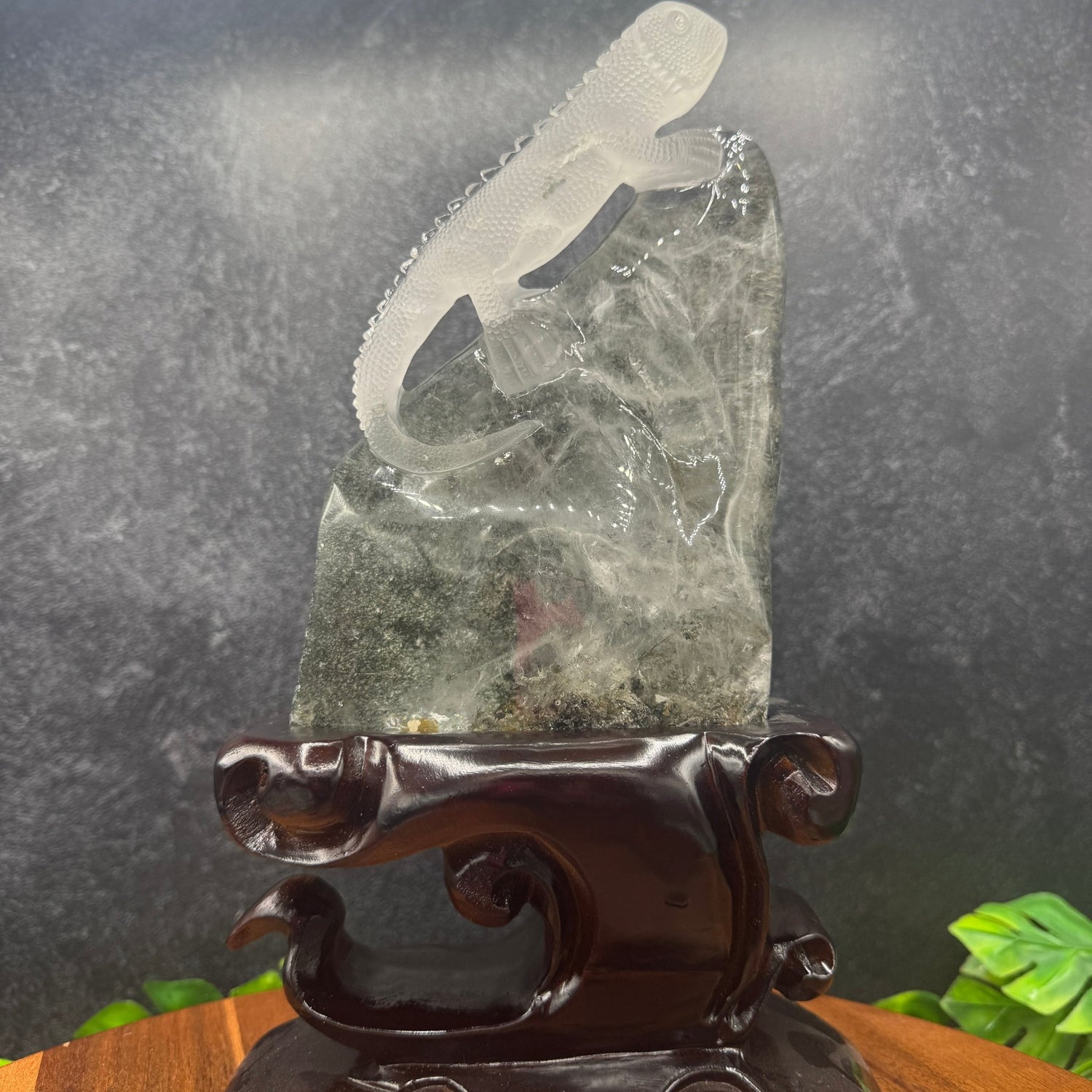 Garden Clear Quartz Lizard on Stand - Sage & Magic