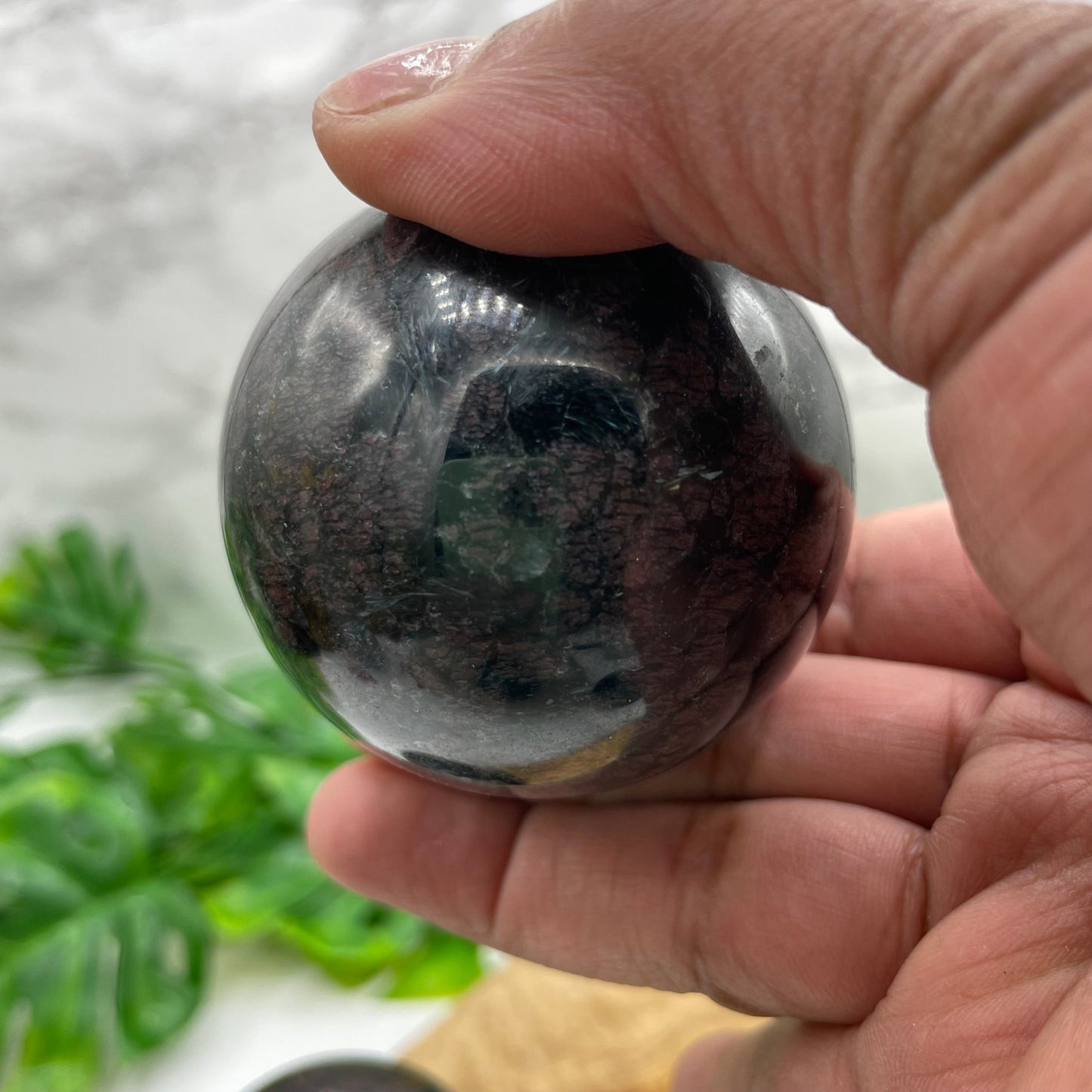 Garnet with Arfvedsonite Sphere - Sage & Magic