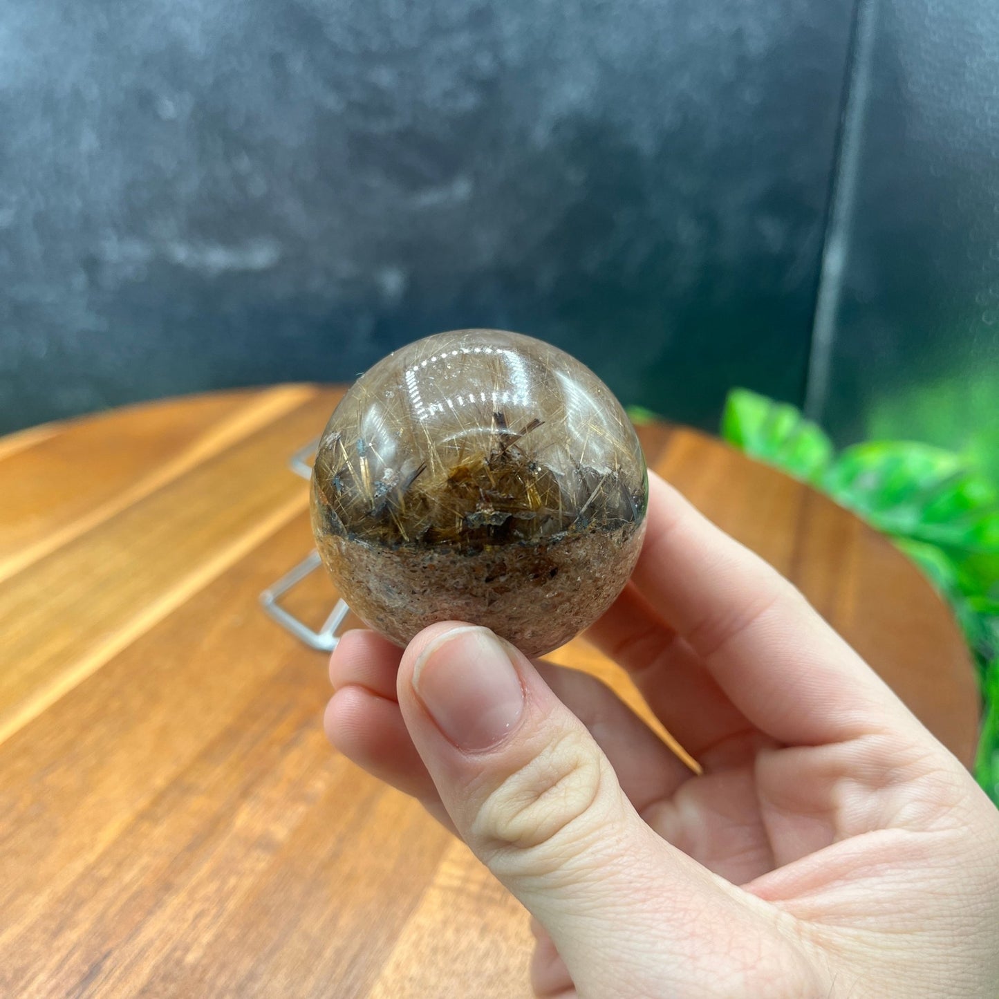 Gold Rutile in Garden on Scenic Quartz Sphere - Sage & Magic