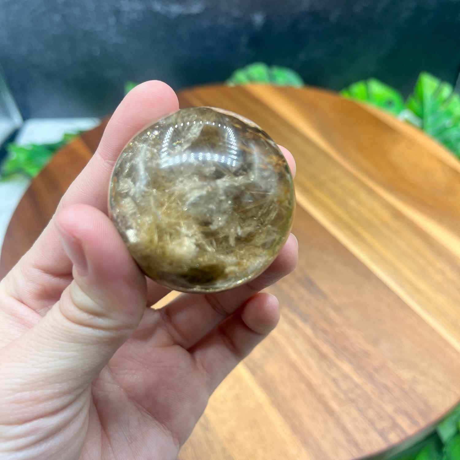 Gold Rutile in Garden on Scenic Quartz Sphere - Sage & Magic