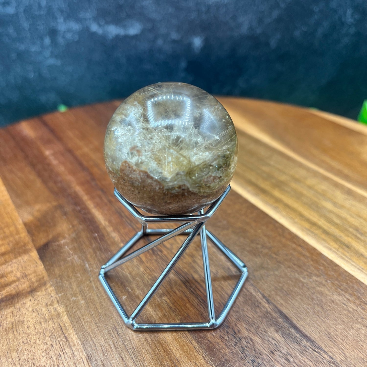 Gold Rutile in Garden on Scenic Quartz Sphere - Sage & Magic