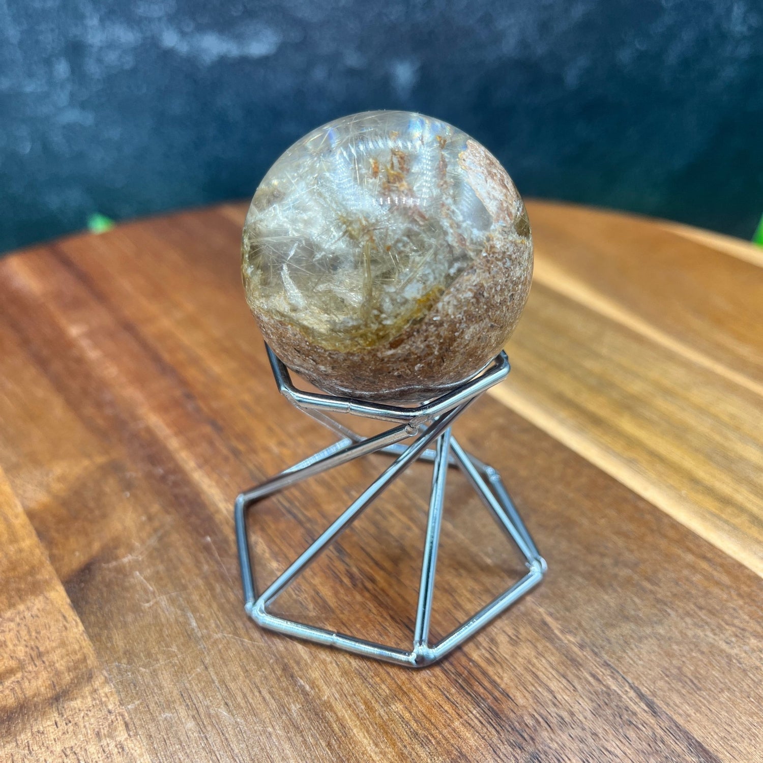 Gold Rutile in Garden on Scenic Quartz Sphere - Sage & Magic