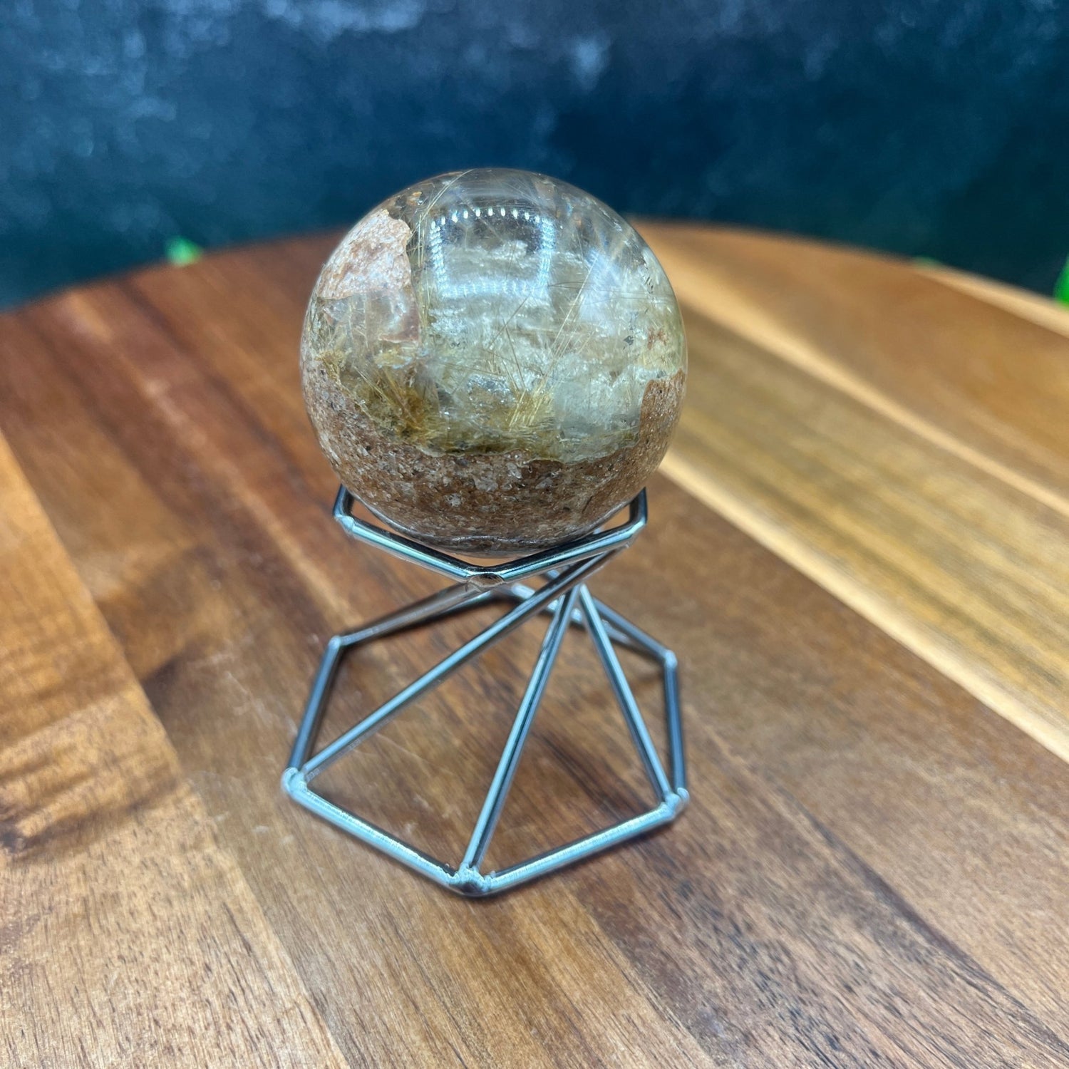 Gold Rutile in Garden on Scenic Quartz Sphere - Sage & Magic