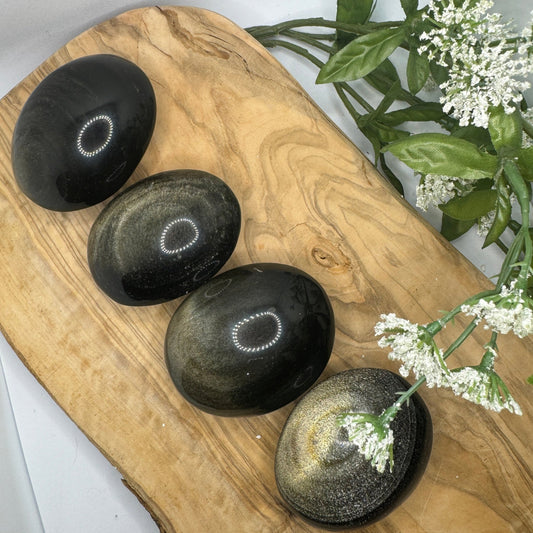 Gold Sheen Obsidian Egg Palmstone - Sage & Magic