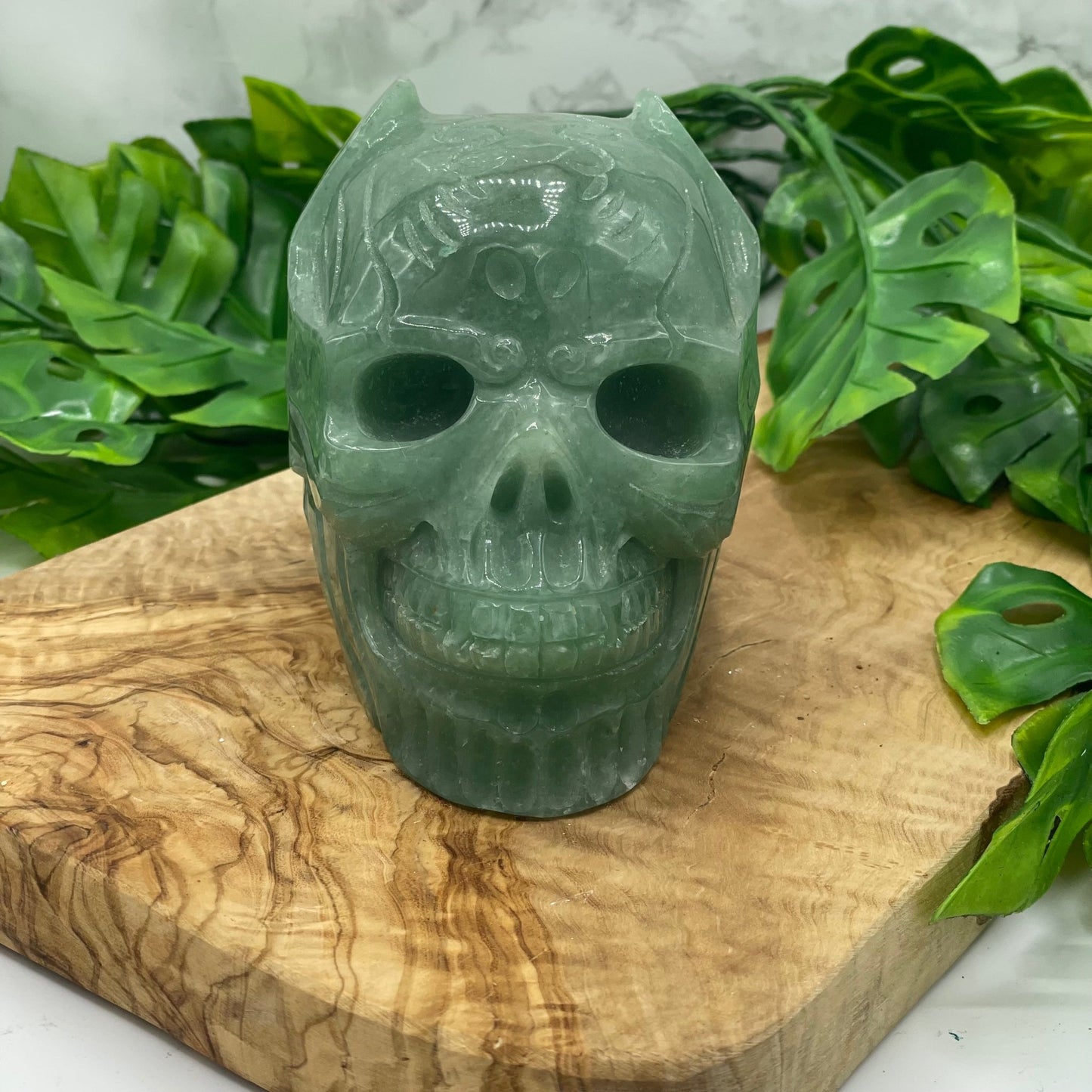 Green Aventurine Superhero Skull - Sage & Magic