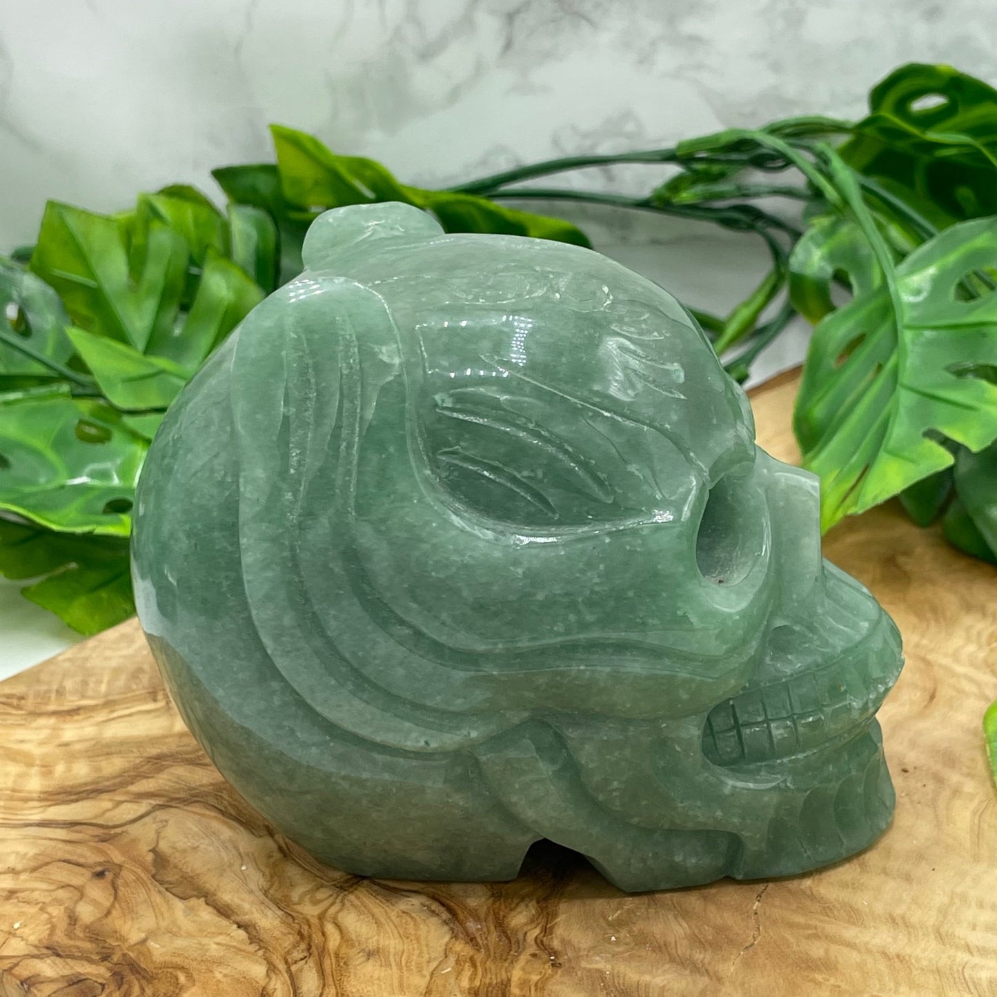 Green Aventurine Superhero Skull - Sage & Magic