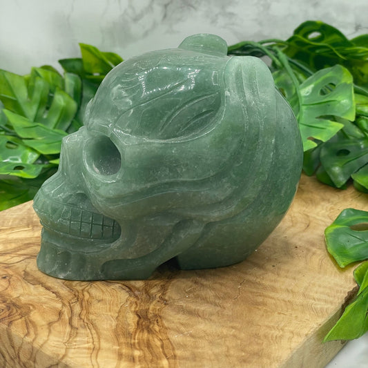 Green Aventurine Superhero Skull - Sage & Magic