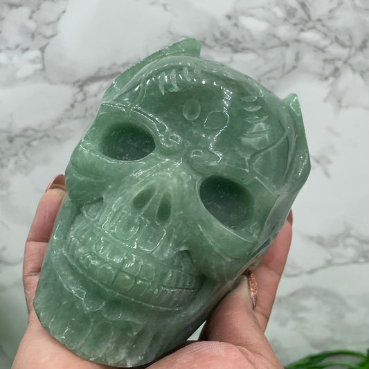 Green Aventurine Superhero Skull - Sage & Magic