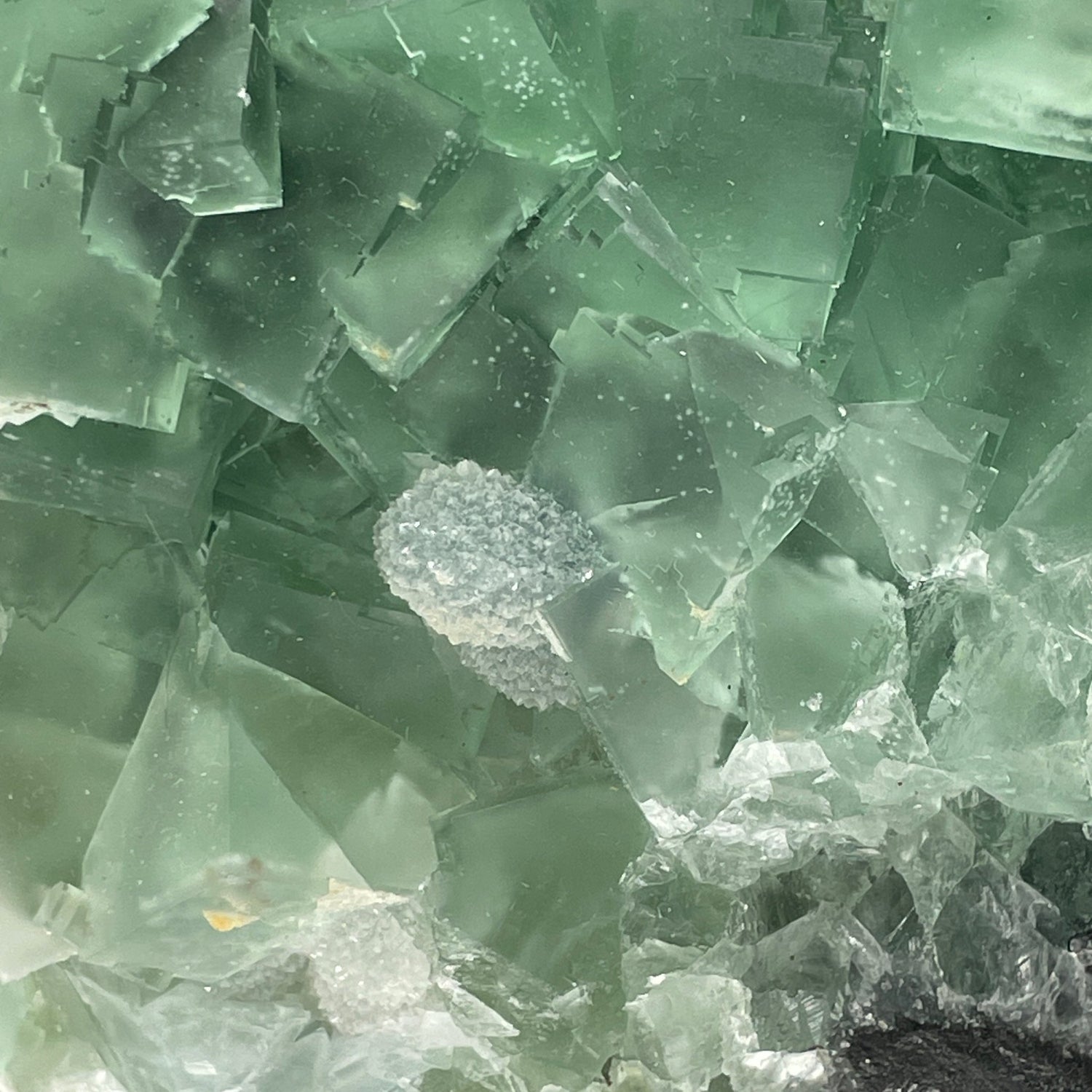 Green Cubic Fluorite with Sugar Druzy Specimen - Sage & Magic