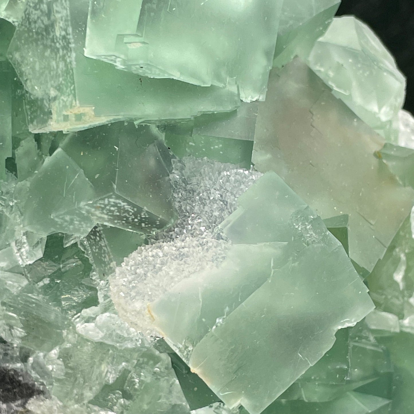 Green Cubic Fluorite with Sugar Druzy Specimen - Sage & Magic