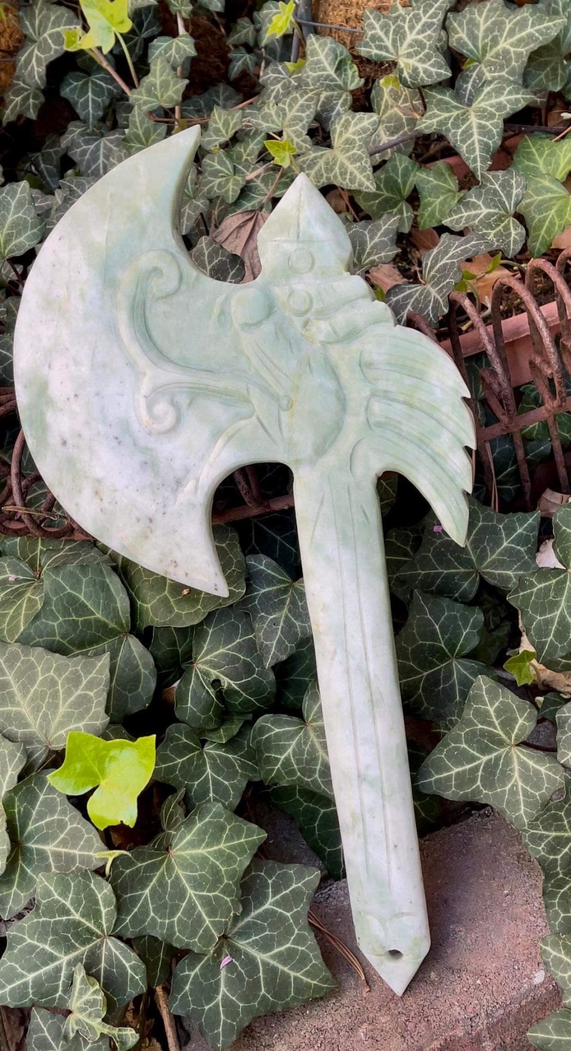 Green Jade Crystal Axe - Sage & Magic