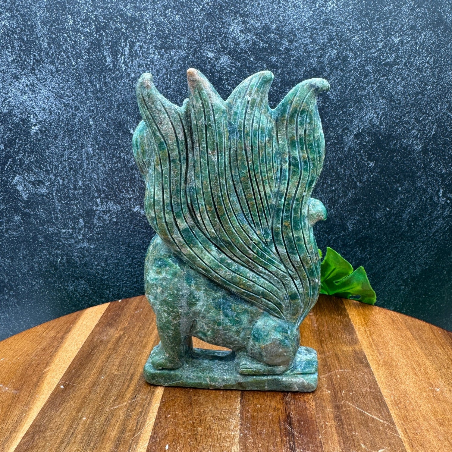 Green Mica Nine Tailed Fox Carving - Sage & Magic